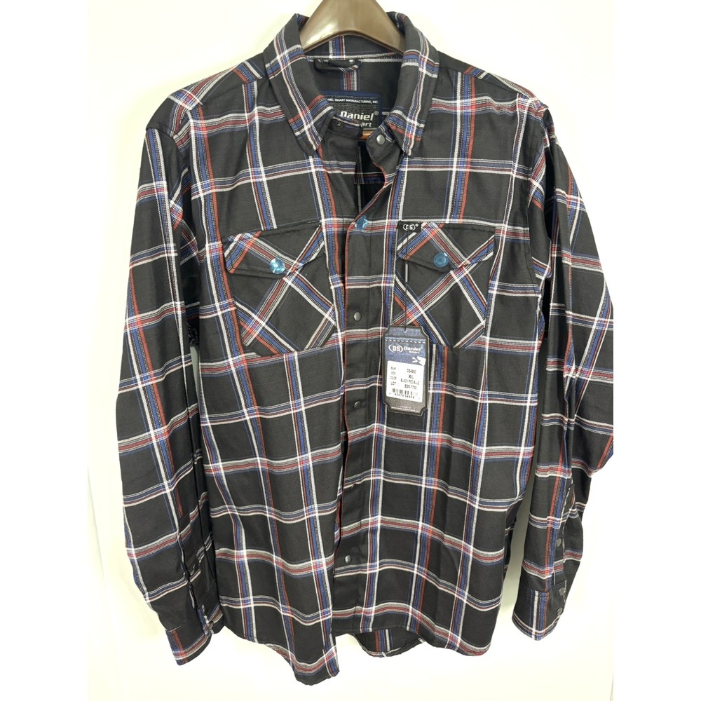 Daniel Smart DS4680Armored Flannel Shirt Biker Protective Gear Sz XL Blk/Rd/blu